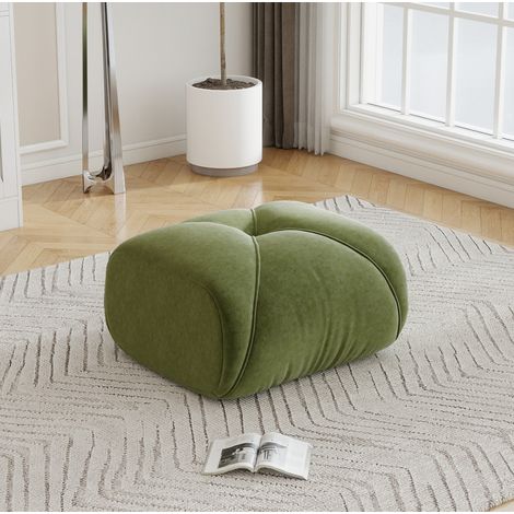 Puf otomano de chenilla verde 78 x 76 x 45 cm DESVIAE (1/5)