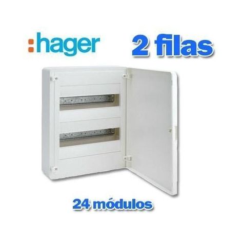 Caja automáticos superficie Hager, 2 filas, 24M ,VS212PE con puerta
