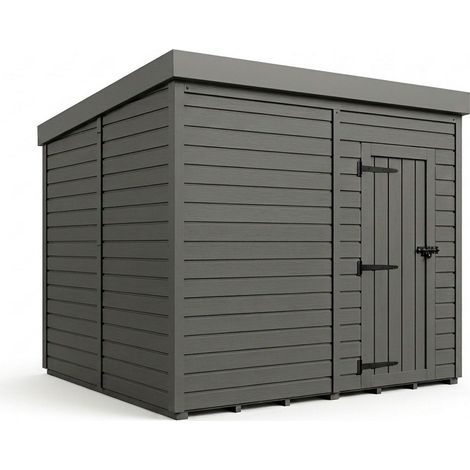 8ft x 9ft Composite Pent Garden Shed Single Door No Windows - Composite - L244 x W274 x H210 cm - Grey