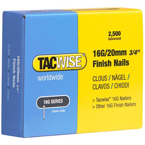Boîte de 2500 clous de finition de type 16G L. 20 mm - TA-0665 - Tacwise