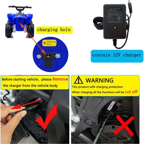 12V quad électrique enfant avec LED et vitesses réglables, voiture à batterie pour jeu intérieur/extérieur (1/5)