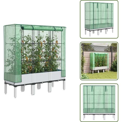 Hochbeet mit Gewächshaus-Aufsatz Rattan-Optik 120x40x140 cm - Hochbeet - Hochbeete - Garten Hochbeet - Pflanzbeet (1/5)