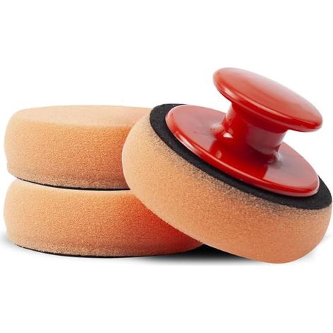CSPARKV 3Pcs Polishing Sponge with Handle, Microfiber Wax Applicator for Cars