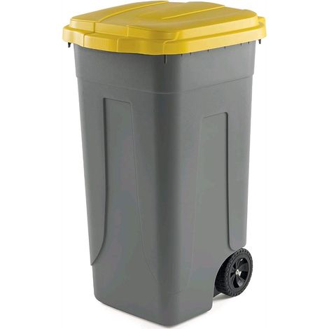 Pattumiera Bidone Portarifiuti per Raccolta Differenziata 100 Litri Colore GIALLO Colore Giallo (1/5)