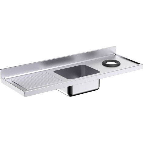 Plonge Inox avec Bac, Égouttoir et Trou Vide-Déchets - 1800 x 700 - Distform