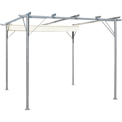 Pergola avec toit rétractable Blanc crème 3 x 3 m Acier (1/5)