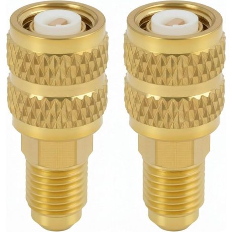 Adaptateur Sae Femelle R410a, Adaptateur en Laiton R410a 5/16 Femelle vers 1/4 Male R22,Mini Split et Cvac, Raccord Climatisation Lot de 2 Pièces (1/5)