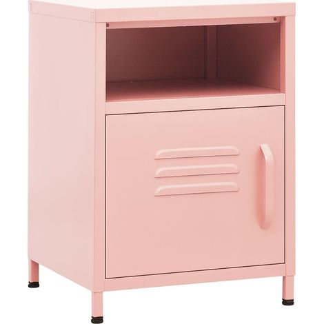Maison Exclusive - Mesita de noche acero rosa 35x35x51 cm (1/5)