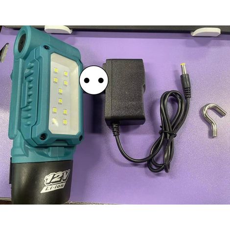 Lampe de travail LED rechargeable 12V MAX - Panneau pliable à 180°, 2 niveaux luminosité, indicateur batterie, crochet et support magnétique pour camping et réparation auto (1/5)