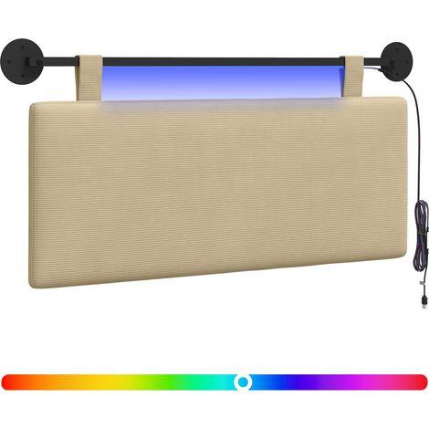 Hanging Headboard Light Green Grey Corduroy Fabric vidaXL