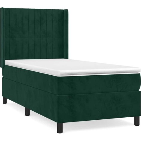 Maison Exclusive - Giroletto a Molle con Materasso Verde Scuro 90x190 cm Velluto (1/5)
