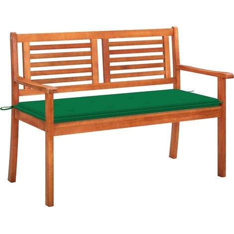 Banc de jardin 2 places avec coussin 120 cm Bois d'eucalyptus