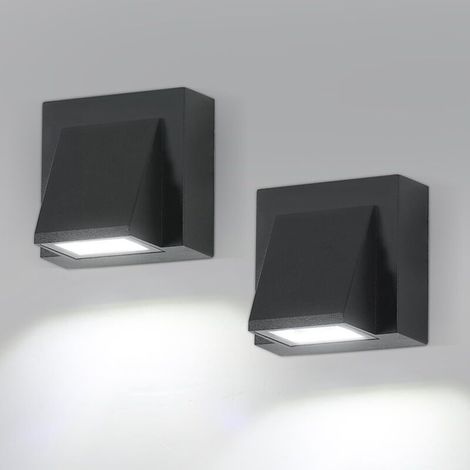 Outdoor Wall Lights, 2 Pack, IP65 Waterproof LED Wall Lamp, 5W White Light, 6500K, Square Aluminum Outdoor Wall Light for Garden, Porch, Garage, Patio (1/5)