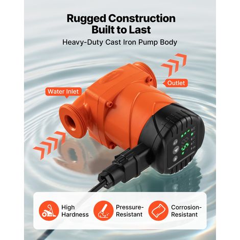 Pompe de circulation d'eau chaude, hauteur de refoulement maximale 6 m, pompe de chauffage à haut rendement, 58 L/min, raccord file… (1/5)
