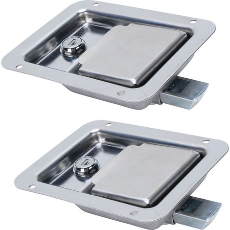 Werkzeugkastengriffriegel aus Edelstahl, 2 Stück, wasserdicht mit Schlüssel, passend für Anhänger- und Palettentüren von Wohnmobilen (140 x 108 mm). (1/5)