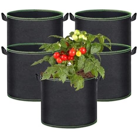 5 Piece Sac de Plantation pièces 20L, Non-Woven Planting Bag with Handle Plant Container, Heavy Duty Padded Fabric Planter pour Les Fleurs, Fruits, légumes et Plantes - (1/5)
