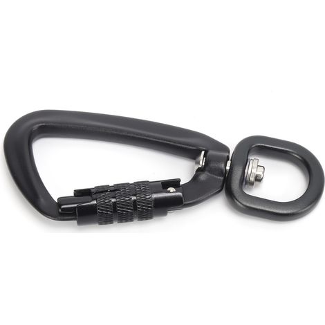 360°-Karabiner mit automatischer Verriegelung für Hundeleine, Hängematte, Rucksack – Schwarz (1/5)