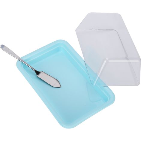 Boîte à beurre rectangulaire avec couvercle, boîte de rangement portable pour beurre, idéale pour la cuisine (bleue). (1/5)