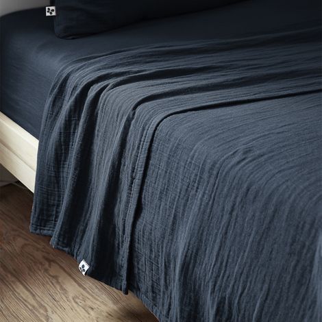 OUREA - Drap Plat 270x300cm Gaze de Coton Minuit