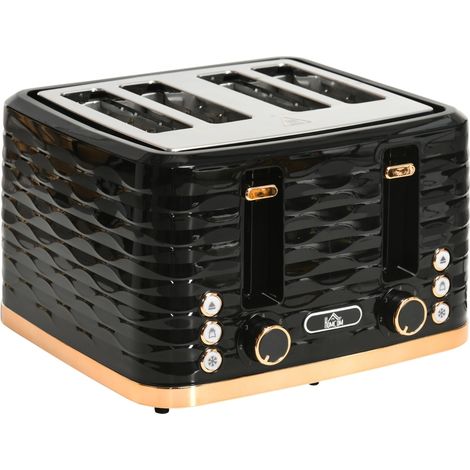 Four-Slice Rippled Toaster - Black