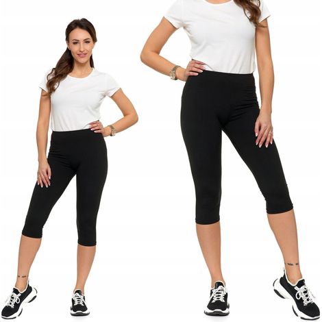 Leggings deportivos para mujer 3/4 corte clásico Peach Touch Moraj S/M negro (1/5)