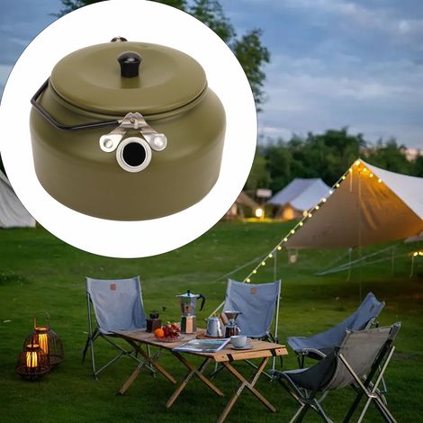 Tragbare Wasserflasche, ideal für Camping, Reisen und Teezubereitung leicht und für den Outdoor-Einsatz geeignet militärgrüne Farbe. (1/5)