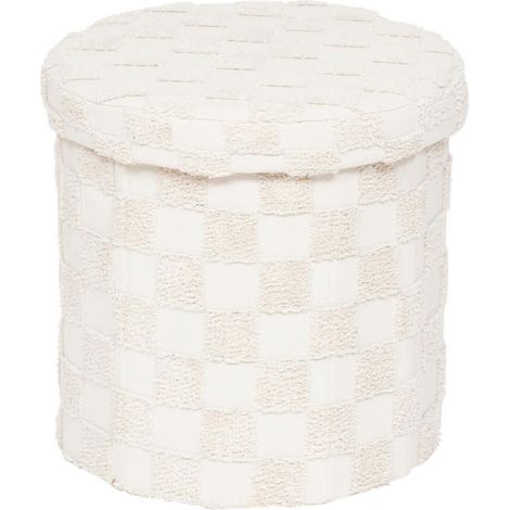 Pouf Coffre Tufté "Pasti" 38cm Blanc (1/4)