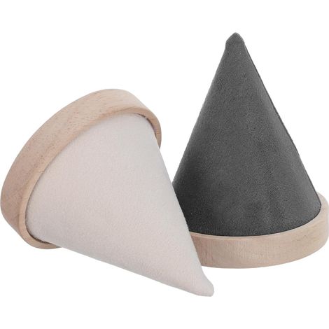 Conical Jewelry Display Stand, Elegant and Versatile Solution for Bracelets and Rings, 2 Pieces, Wood and Linen, for Dressing Table or Retail Store (1/5)
