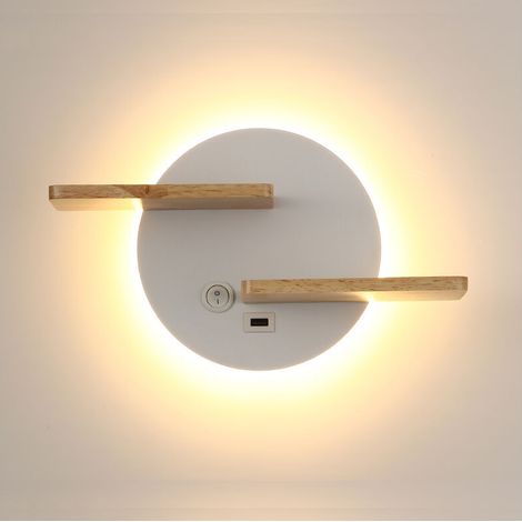 LED Indoor Wall Light with USB Port Modern Wall Lamp with Switch Reading Lamp Bedside Lamp Lighting Night Light, 301912cm White [Energy Class A] (1/5)