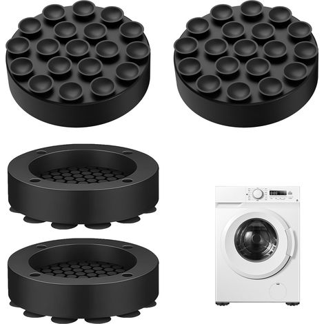 4 Pieces Anti-Vibration Washing Machine Mat, Universal Silicone Rubber Pad Noise Cancelling Foot Bottom Pad Noise Reducing for Washing Machines, Dryers, Furniture, Floor Protection (1/5)