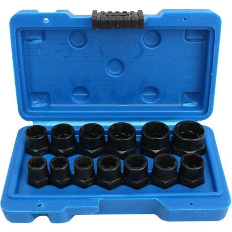 Set of 13 twisted sockets, 0.95 cm damaged bolt extractor, nut removal socket set for wheel nut removal (1/5)