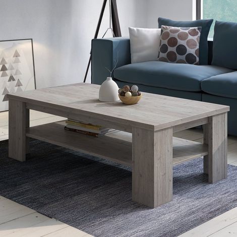 Tavolino da Salotto Carlazzo, un Vano, Forma Rettangolare, Sfumatura Colore Ripiano Rovere Grigio, 130x67x41h cm Grigio Rovere Grigio (1/3)