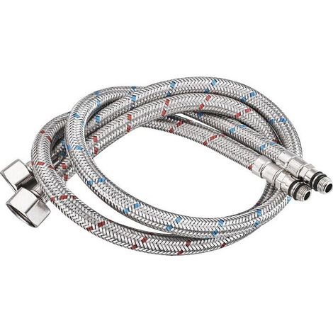 G 3/8 DN6 60cm Long Connection Hose for Faucets, Compression Threaded Flexible Water Pipe 1 Piece (1 Pair) (1/5)