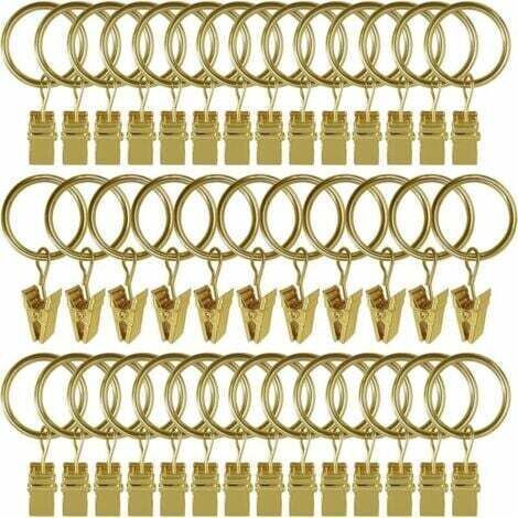 30 Pieces Curtain Rings with Clip, Rustproof Stainless Steel Curtain Rings, Metal Curtain Hooks, Curtain Rod Ring for Shower and Window Curtains (1/4)