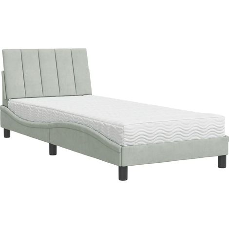 Cama con colchón Hanko terciopelo gris claro 80x200 cm vidaXL (1/5)