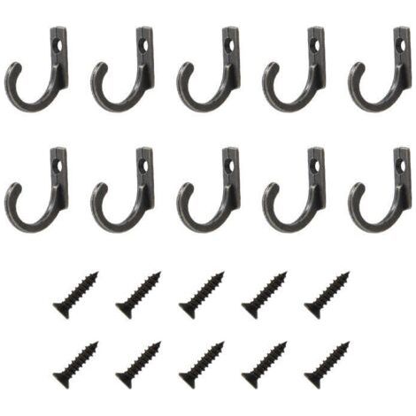 10 Pièces Crochet Mural a Visser Crochet Porte Manteau Rétro Crochet de Manteau Métal Crochet Patere avec 10 Vis pour Salle de Bain Cuisine Chambre Salon (Noir) (1/5)