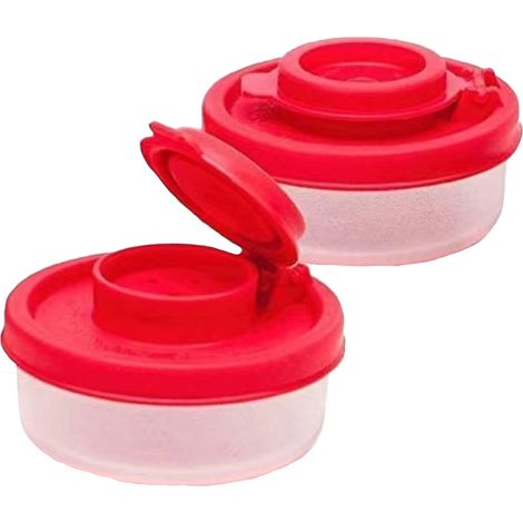 Shaker Sel Et Poivre - Ensemble de 2 Bocaux Plastique Étanches Transparent avec Couvercle Rouge - Pour Pique-Nique Camping Cuisine Extérieure - Lot de 2 (1/5)