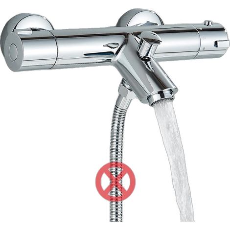 Mitigeur thermostatique de douche, finition chromée, fixation murale, vanne chromée (1/2)