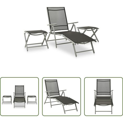 vidaXL Meuble extérieur - Salon de jardin 3 pcs textilène et aluminium argenté (1/5)