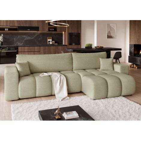 Ecksofa Schlafsofa Sofa ANABEL MAX in Stoff Centaur Mintgrün Ottomane Rechts (1/5)