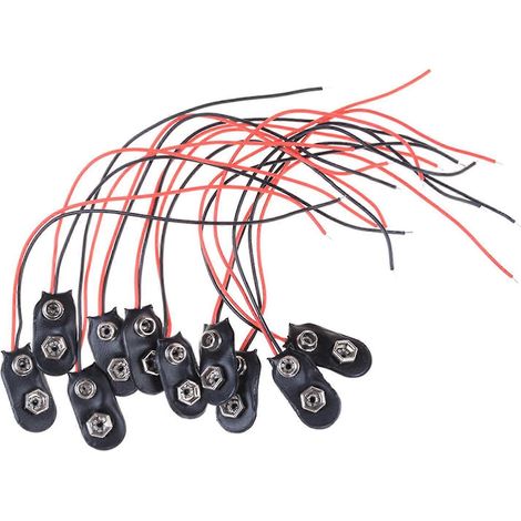 10 connecteurs de type I pour piles 9 volts, utilisés dans les équipements fonctionnant avec des piles 9 V. (1/5)