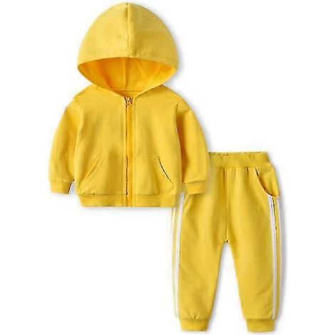 Ensemble de survêtement à capuche 2 pièces pour enfants ao ao (120 cm jaune) (1/5)