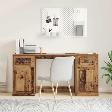 Schreibtisch mit Schrank mit Tür Altholz 154,5 x 50 x 75 cm