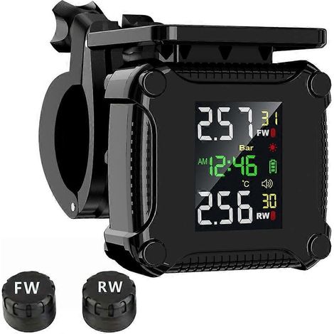Tire Pressure Monitoring System Colorful Display Wireless TPMS Motorcycle Solar Charge Tyre température Capteur (1/5)
