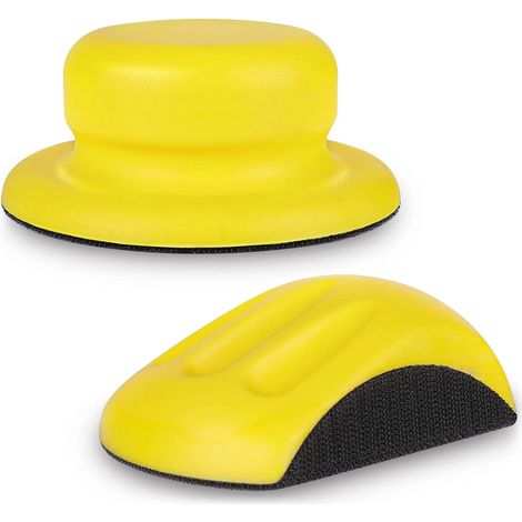 Bloc de ponçage manuel de 12,7 cm (5 pouces) avec velcro, plateau de ponçage rond pour ponceuses et polisseuses, idéal pour le travail du bois et la rénovation de meubles. (1/2)