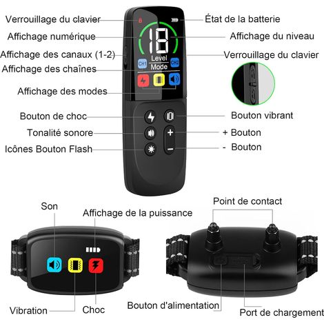 Collare elettrico per addestramento cani con telecomando, 3 modalità, impermeabile IP67, adatto a cani da 8 a 120 libbre - ALTRO (1/3)