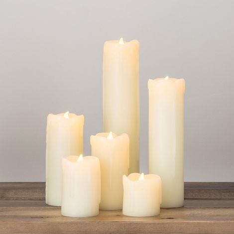 Set di 6 candele a LED color avorio in vera cera, con fiamma tremolante, batterie CR2032 incluse, per decorazione d'interni. (1/5)