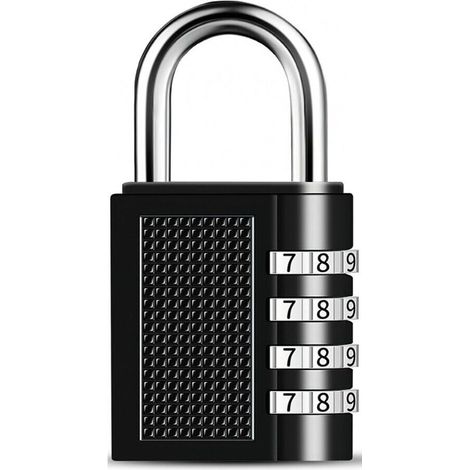 Cadenas À Code - 4 Chiffres - Corps En Alliage De Zinc - Chaîne En Acier Trempé - Étanche Et Antirouille - Pour Casiers, Boîtes À Outils, Portes, Clôtures - Par 2 (1/5)