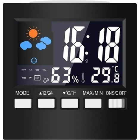 Digital LCD thermometer, weather, clock and alarm, calendar, hygrometer, home temperature and humidity (1/5)