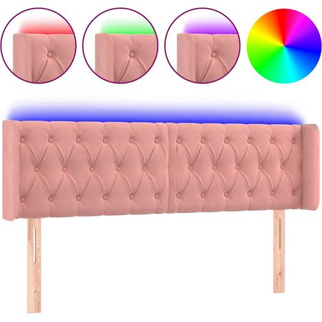 Maison Exclusive - Cabecero con LED de terciopelo rosa 147x16x78/ (1/5)